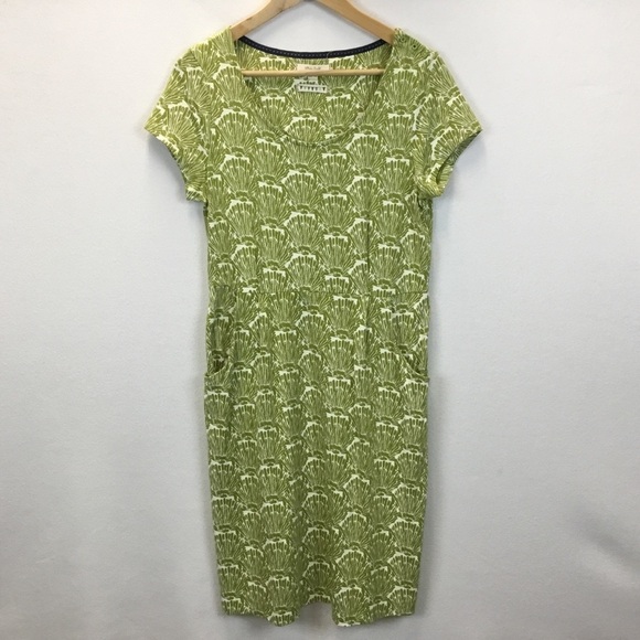 White Stuff Rockpool Dress in Grassy Green Shell Print - Picture 3 of 11